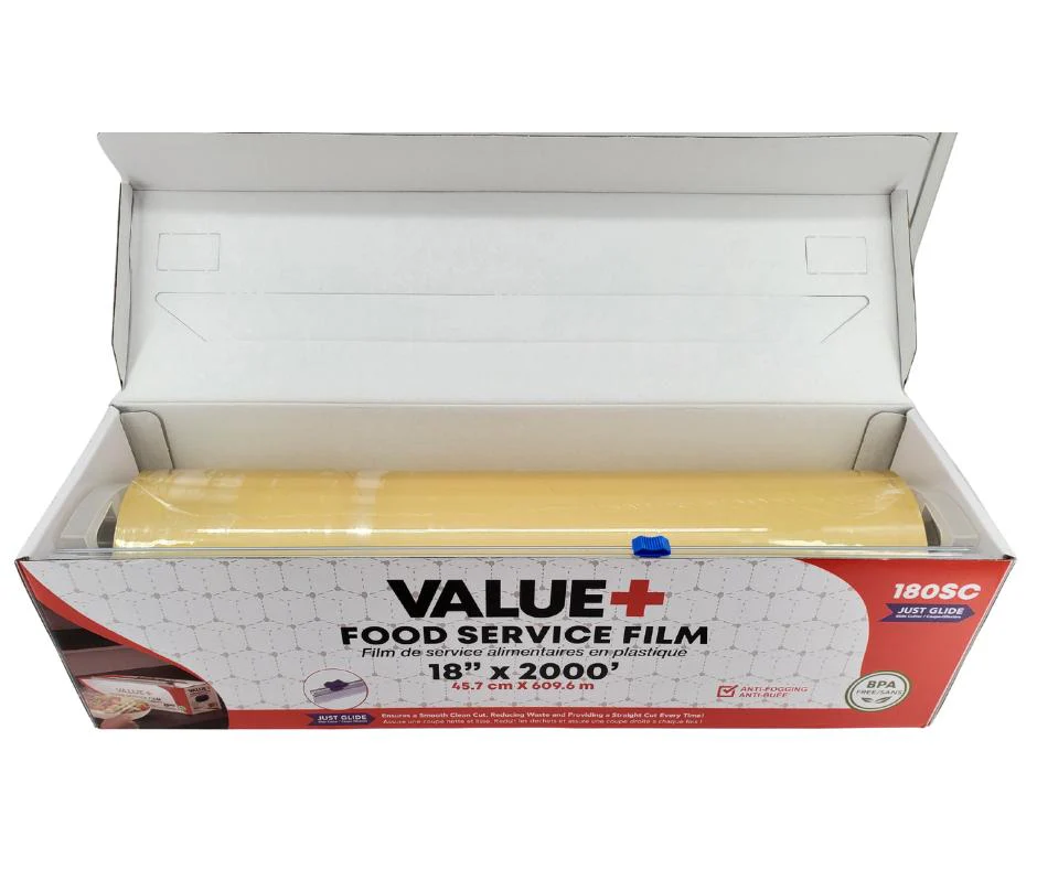 Value+ - 18" x 2000' Food Service Film Wrap with Slide Cutter Box - Image 5