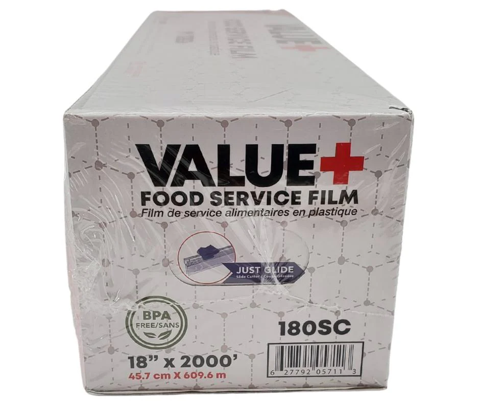 Value+ - 18" x 2000' Food Service Film Wrap with Slide Cutter Box - Image 9