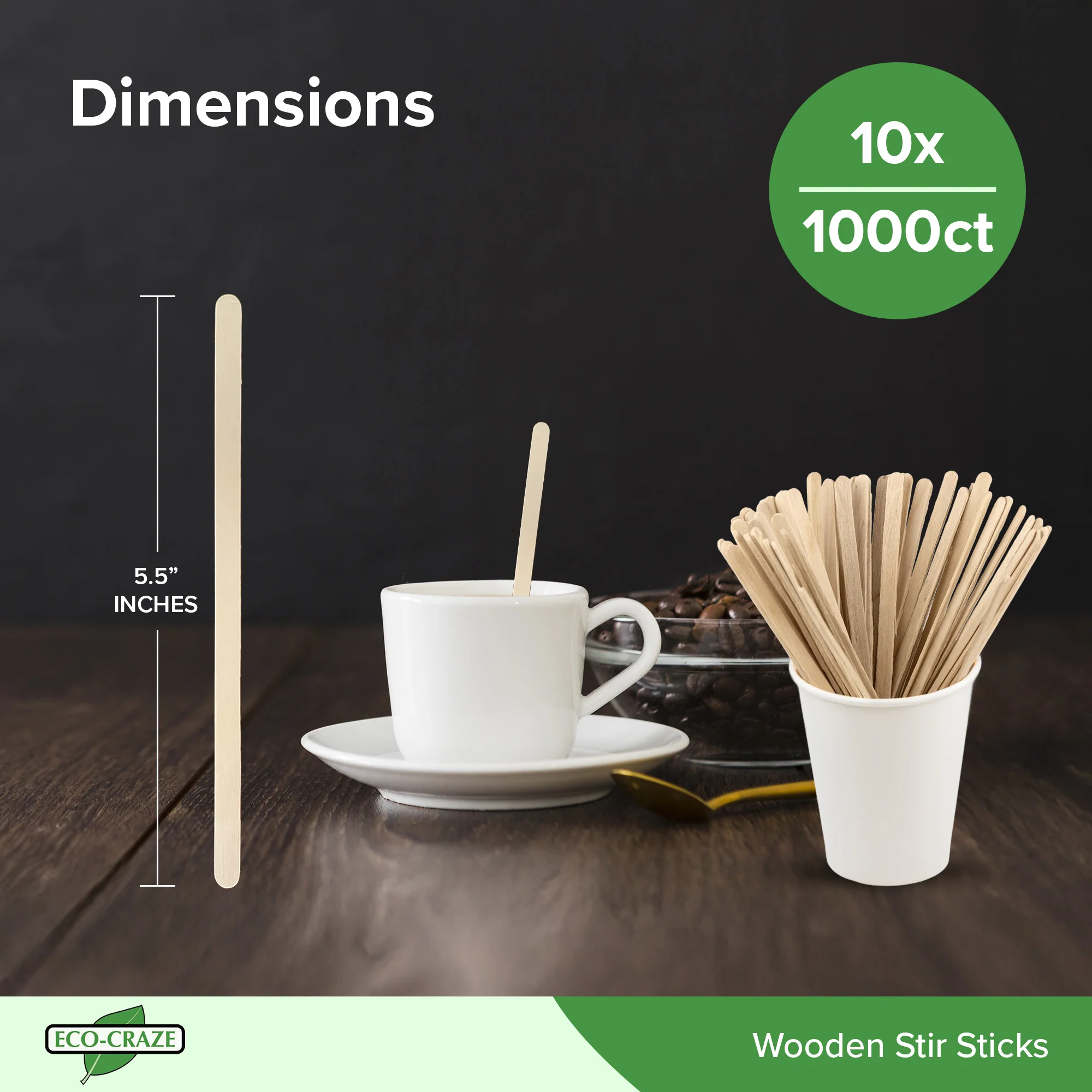 Eco-Craze - 5.5" Stir Sticks - Wooden - Image 4