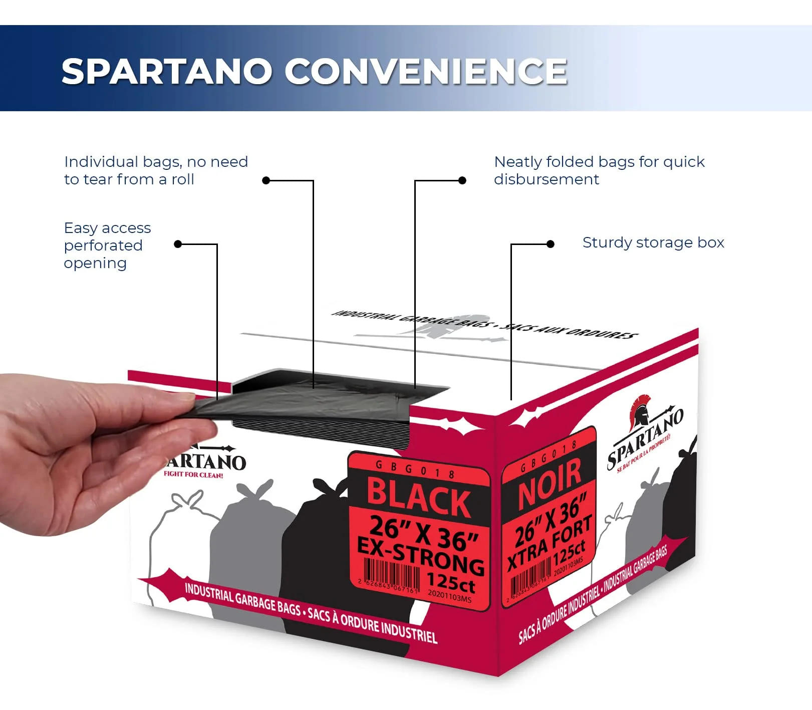 Spartano - Garbage Bags - Ex-Strong - Black - 26"x36" - Image 4