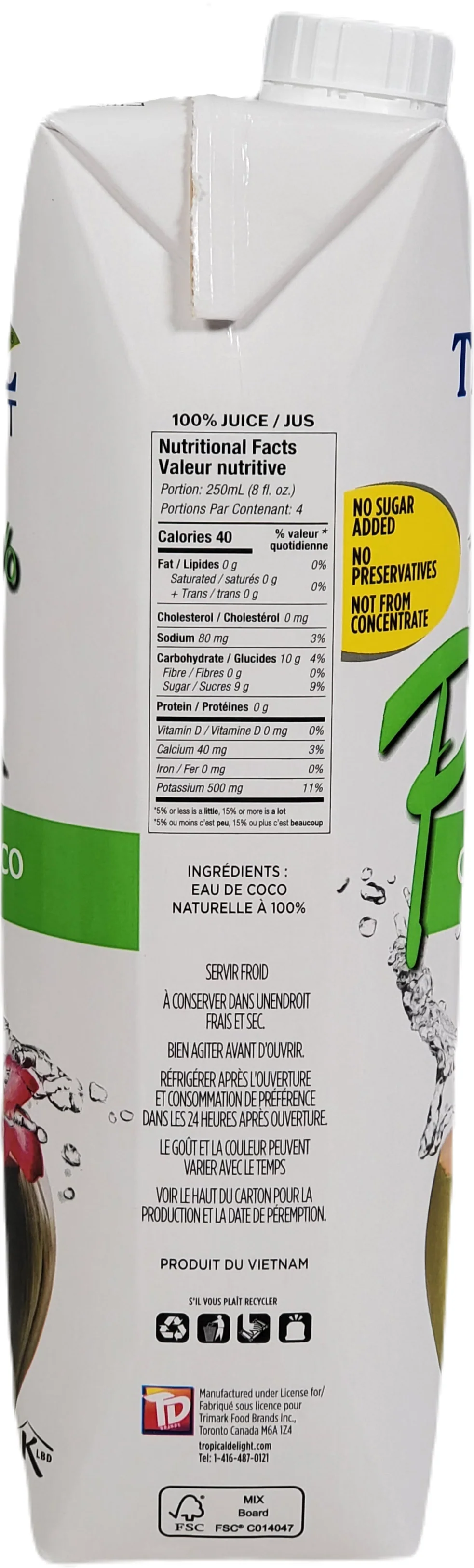 Tropical Delight - Coconut Water - 1Lt - Image 3