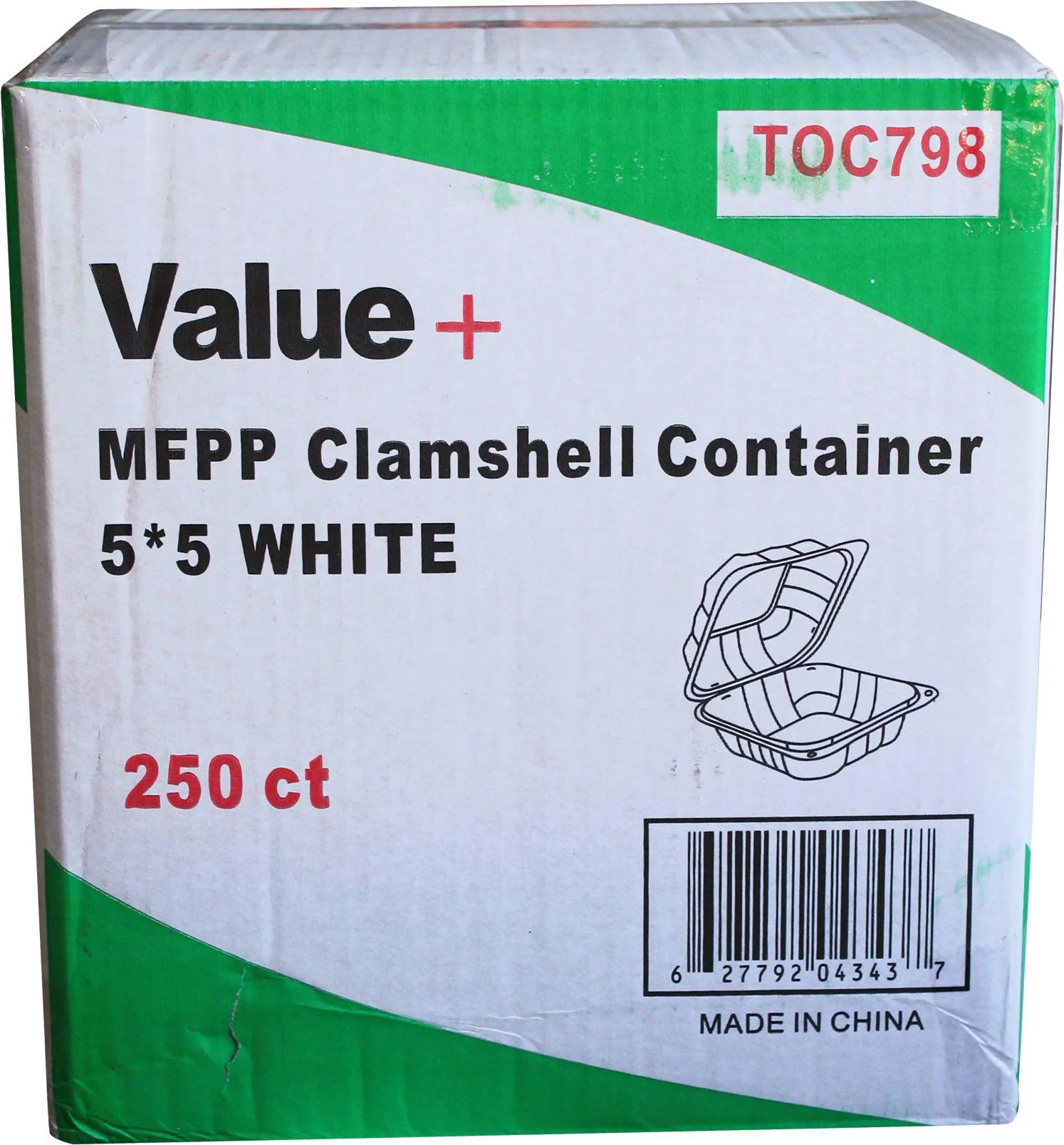 Eco-Craze - MFPP Clamshell Container - 5x5 - 1 Comp. - White - Image 6