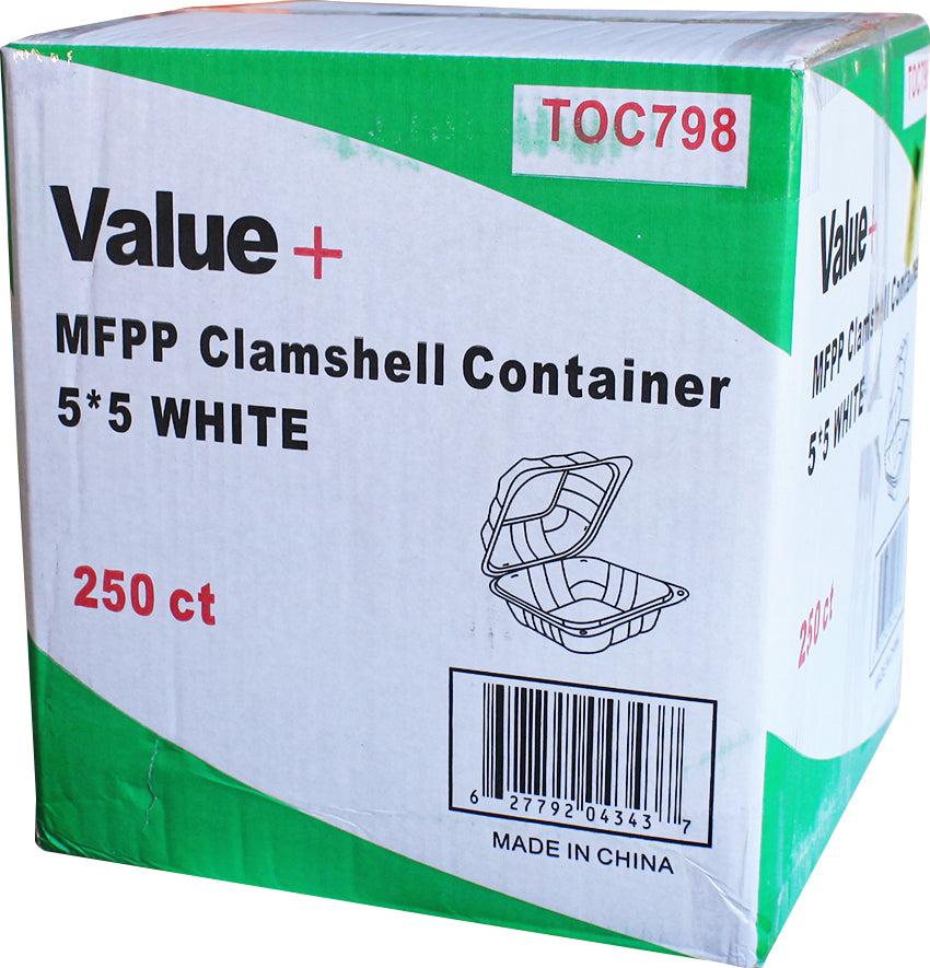 Eco-Craze - MFPP Clamshell Container - 5x5 - 1 Comp. - White - Image 7