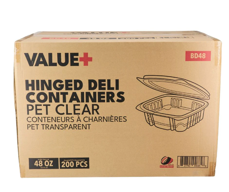Value+ - 48oz Clear Hinged Deli Container - PET - BD48 - Image 4