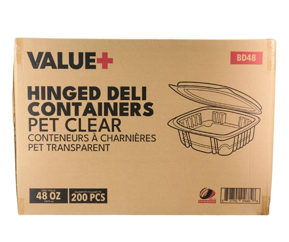 Value+ - 48oz Clear Hinged Deli Container - PET - BD48 - Image 5