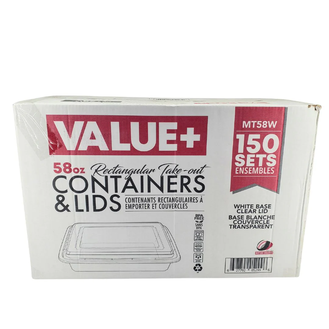 Value+ -  58oz Plastic Container Sets Rectangular - White - Image 3