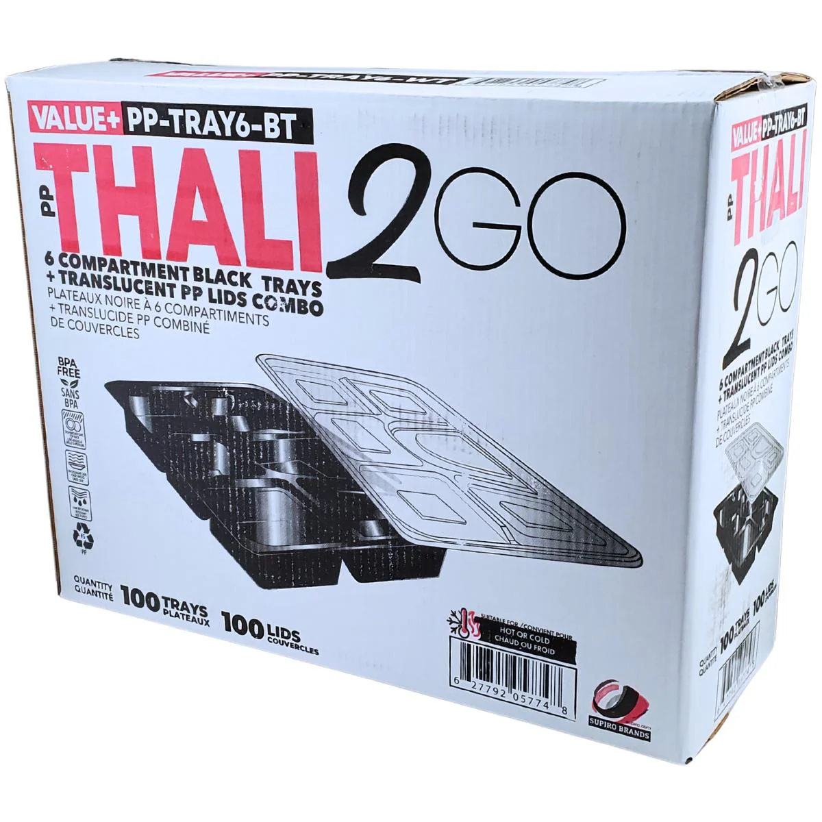 Value+ - 6 Comp Take-Out Thali with Lid - Black - PP - Image 10