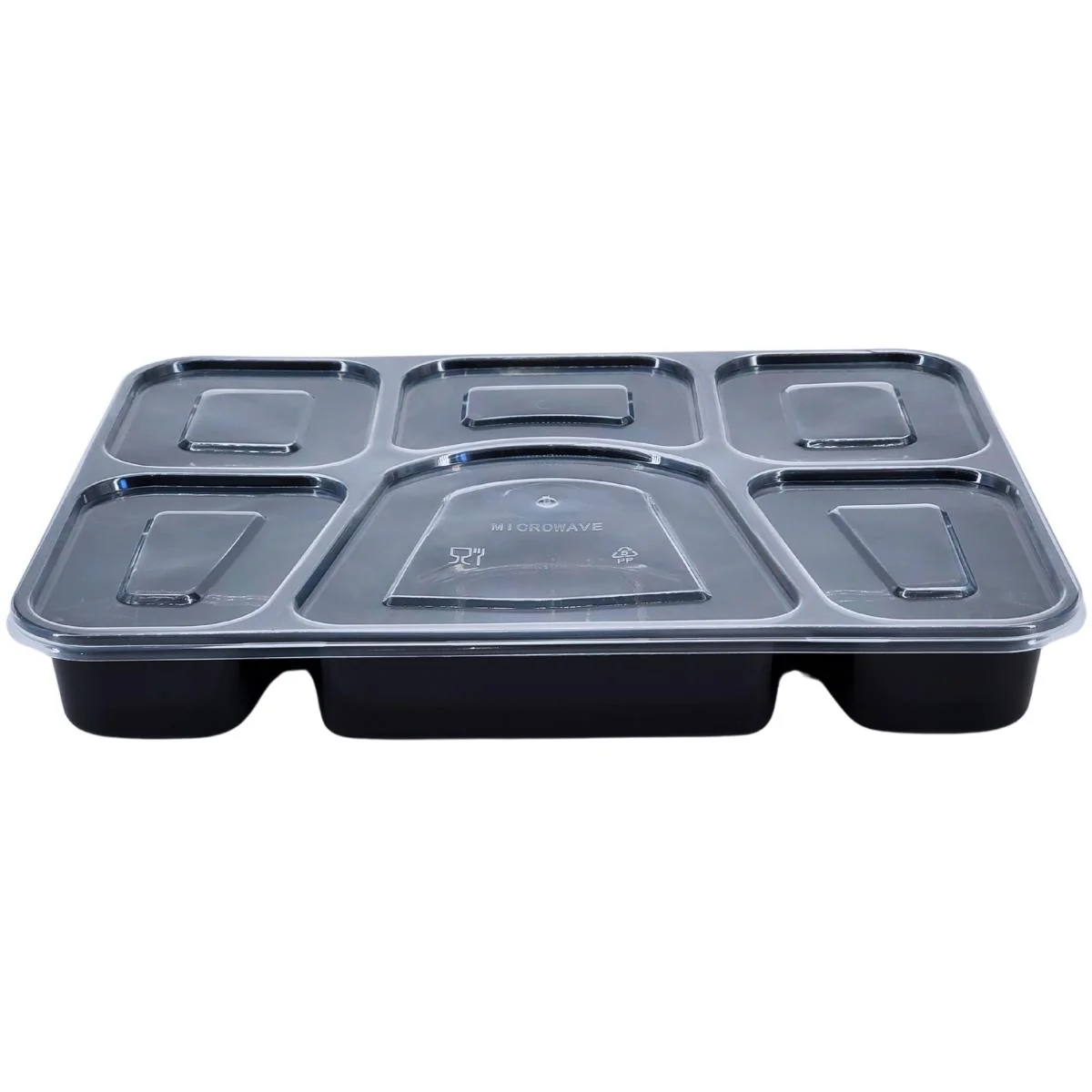Value+ - 6 Comp Take-Out Thali with Lid - Black - PP - Image 2