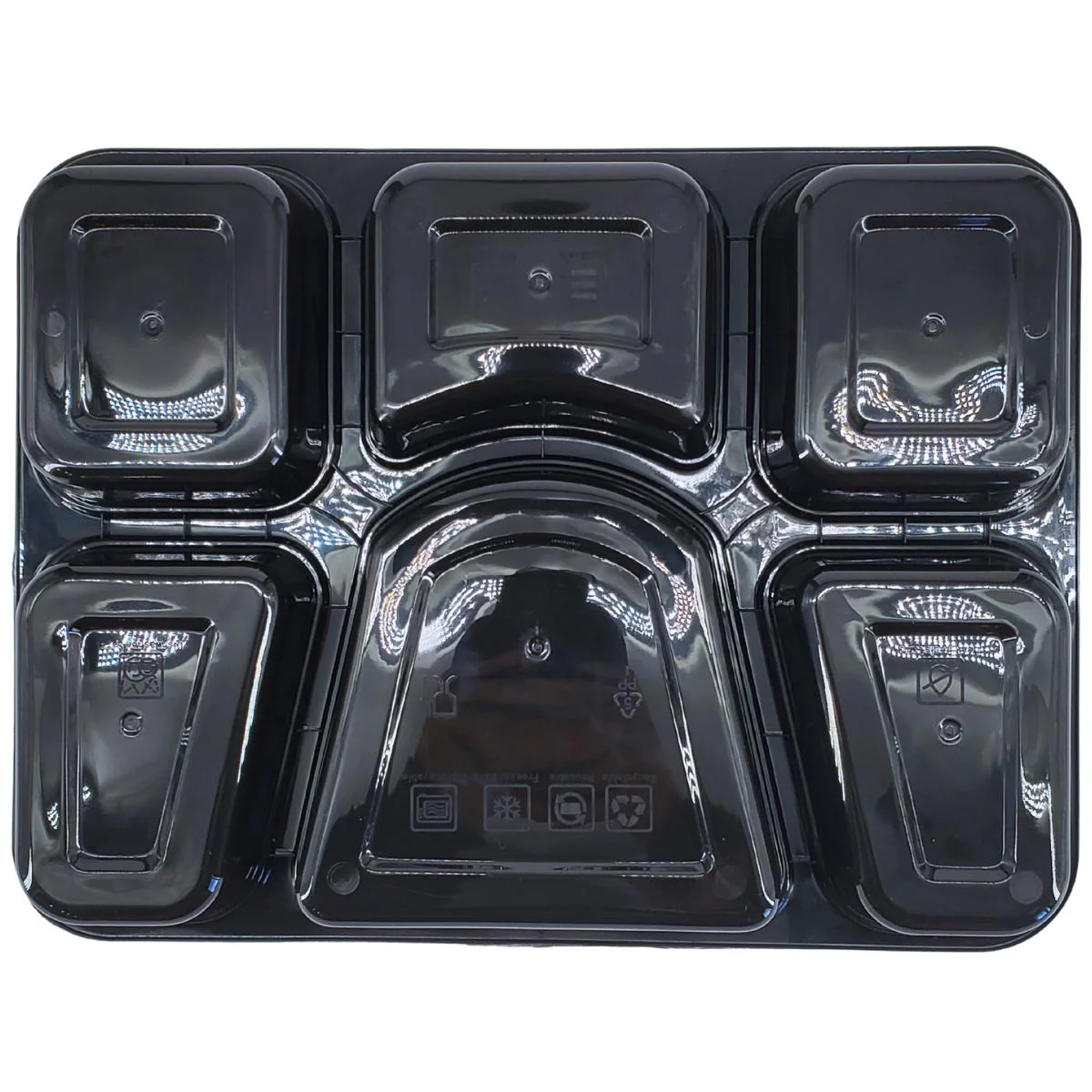 Value+ - 6 Comp Take-Out Thali with Lid - Black - PP - Image 6