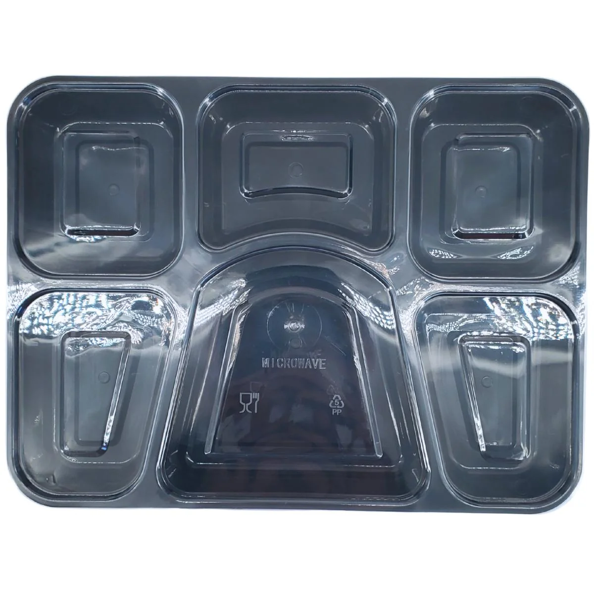 Value+ - 6 Comp Take-Out Thali with Lid - Black - PP - Image 7