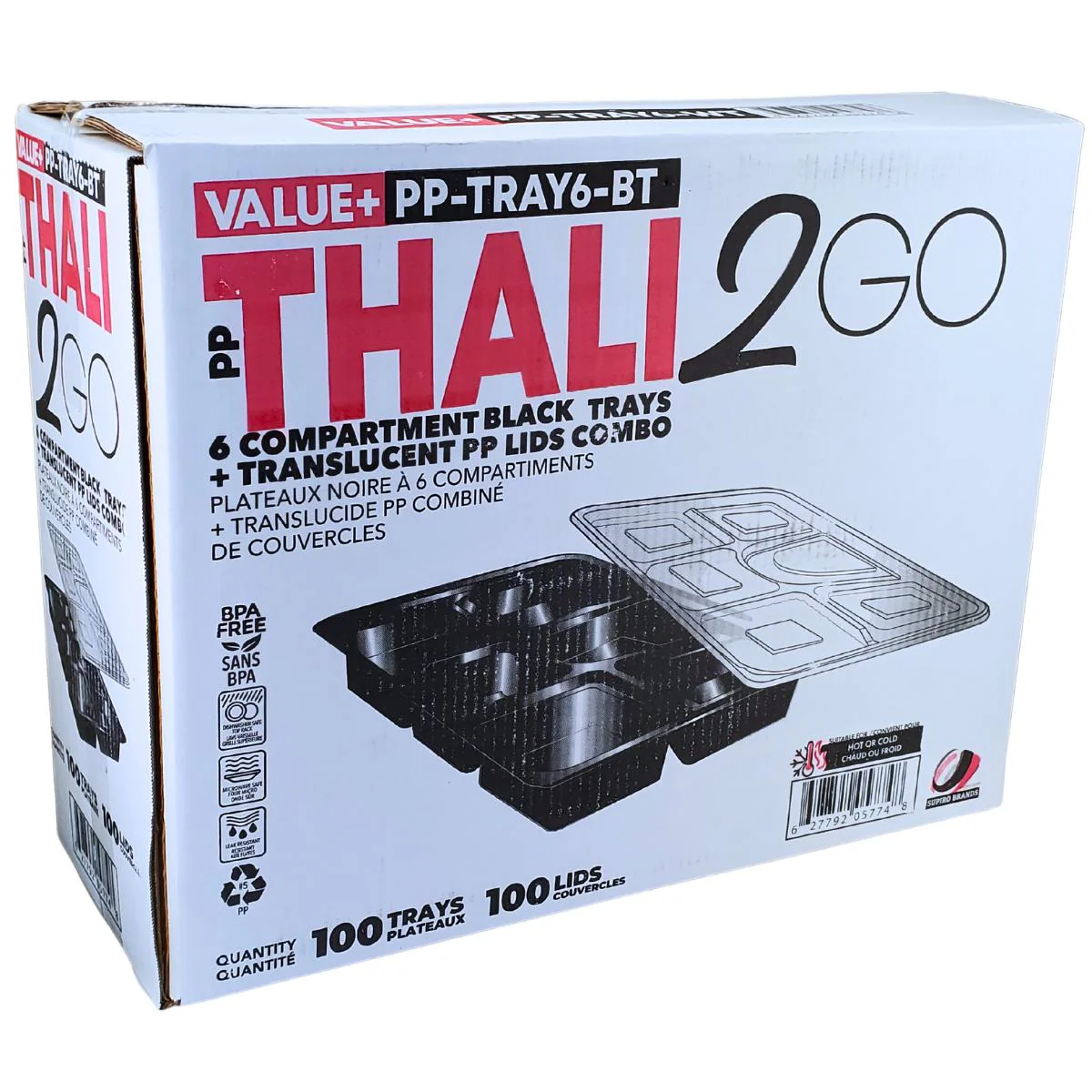 Value+ - 6 Comp Take-Out Thali with Lid - Black - PP - Image 9