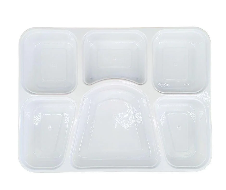 Value+ - 6 Comp Take-Out Thali with Lid - White - PP - Image 10