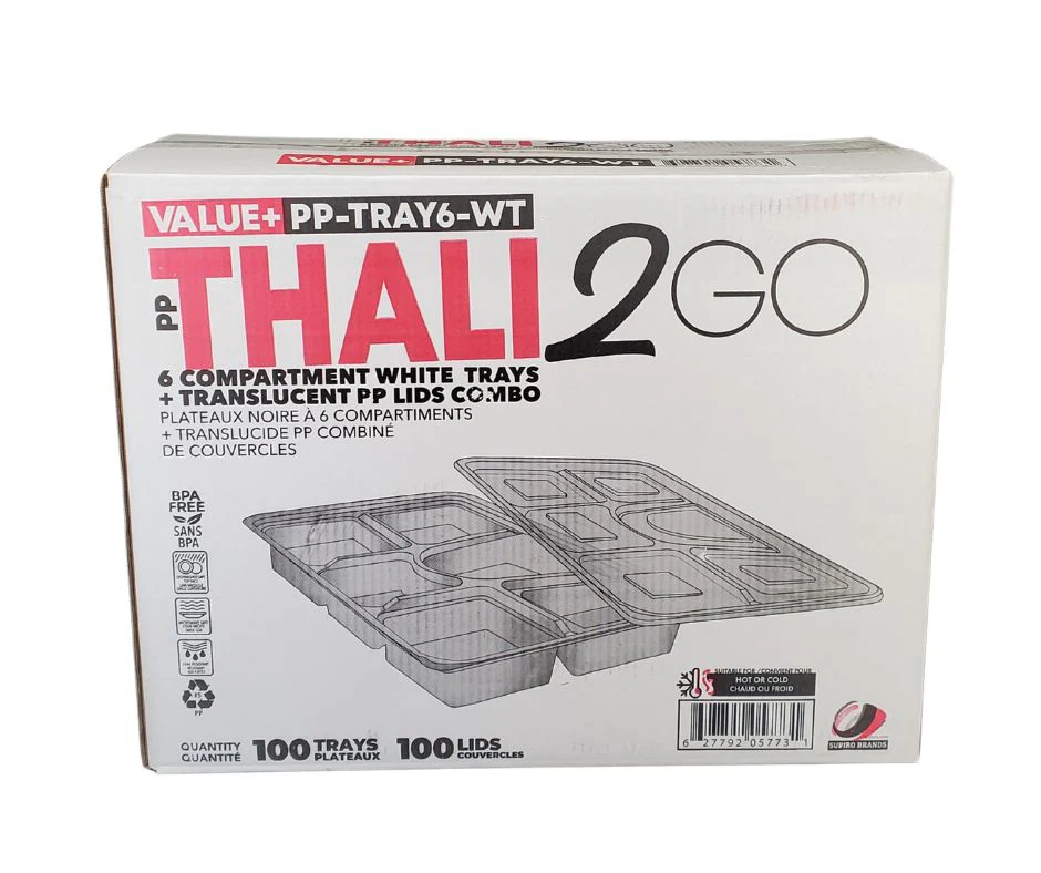 Value+ - 6 Comp Take-Out Thali with Lid - White - PP - Image 11