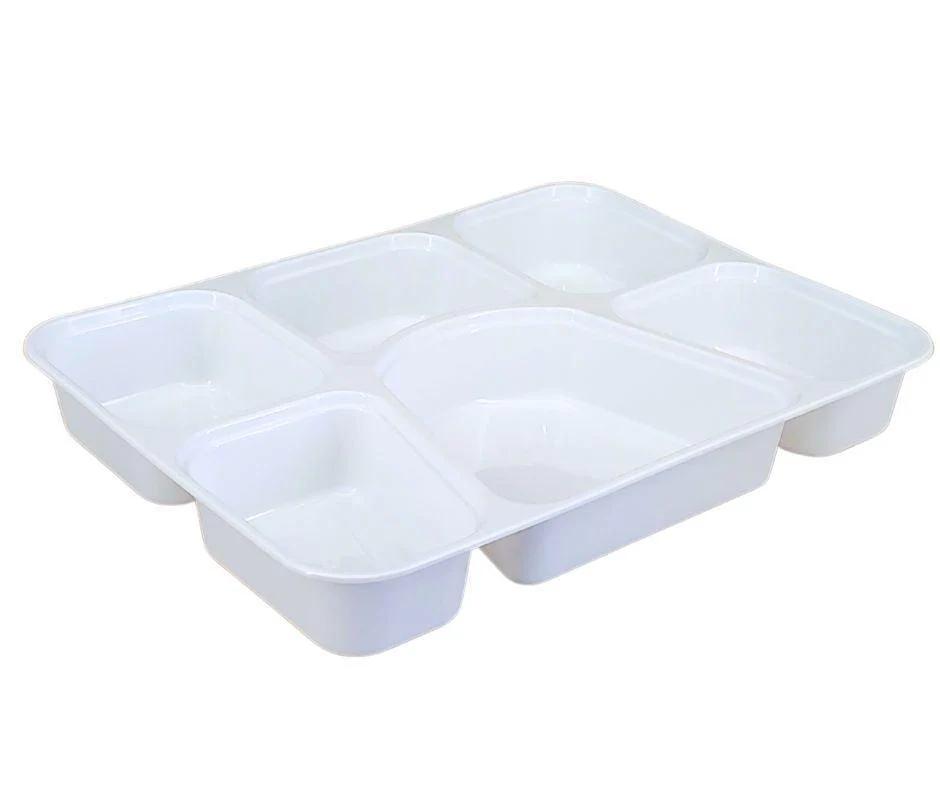 Value+ - 6 Comp Take-Out Thali with Lid - White - PP - Image 2
