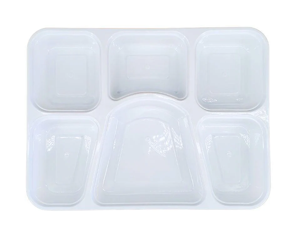 Value+ - 6 Comp Take-Out Thali with Lid - White - PP - Image 4