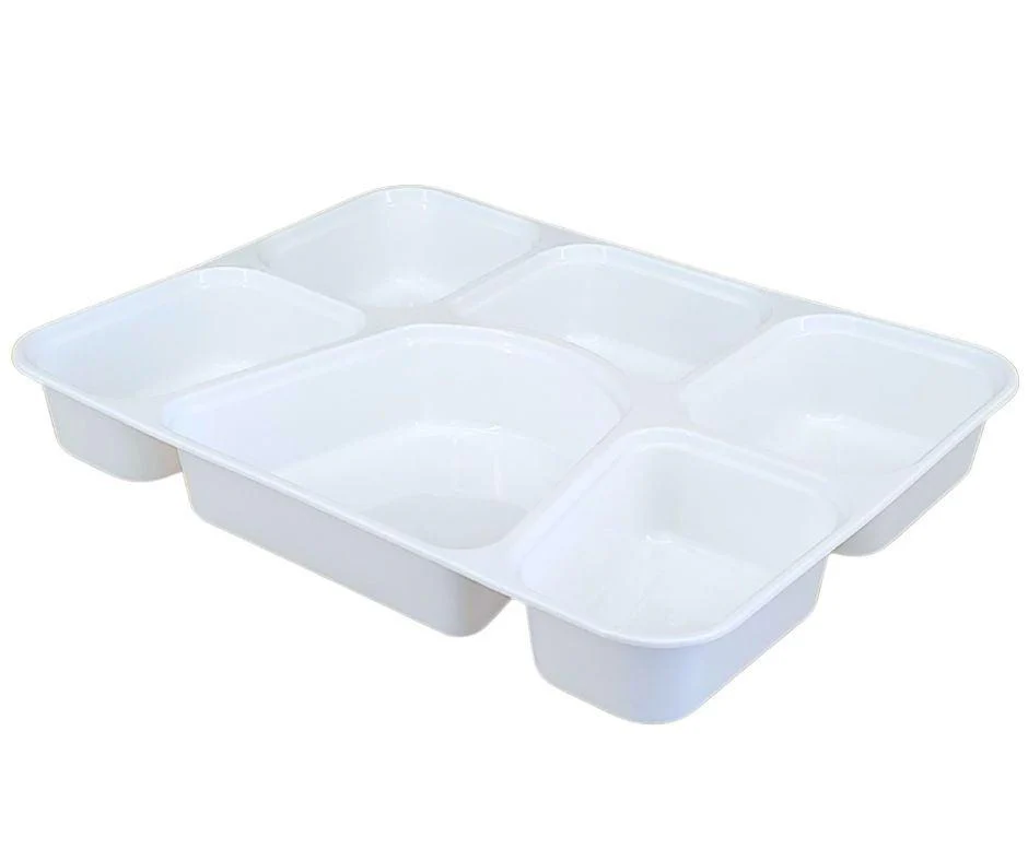 Value+ - 6 Comp Take-Out Thali with Lid - White - PP - Image 5