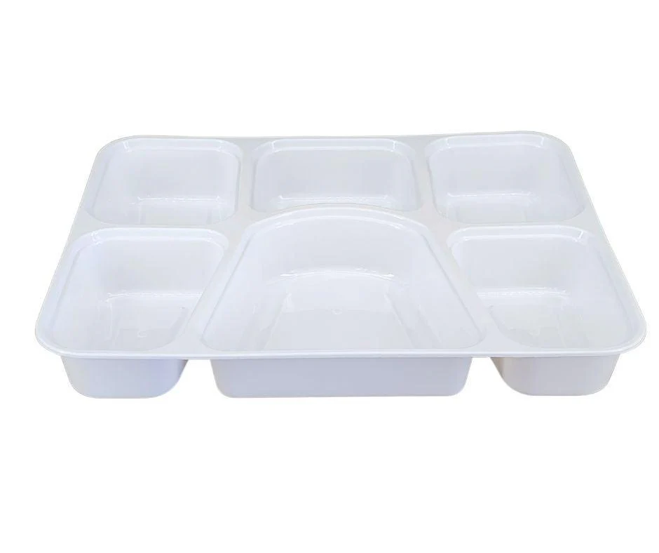 Value+ - 6 Comp Take-Out Thali with Lid - White - PP - Image 6