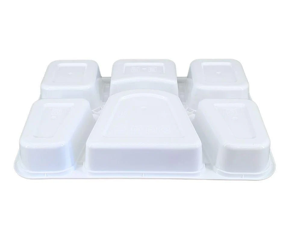 Value+ - 6 Comp Take-Out Thali with Lid - White - PP - Image 8