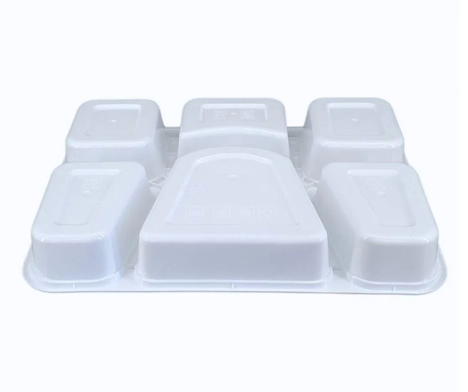 Value+ - 6 Comp Take-Out Thali with Lid - White - PP - Image 9