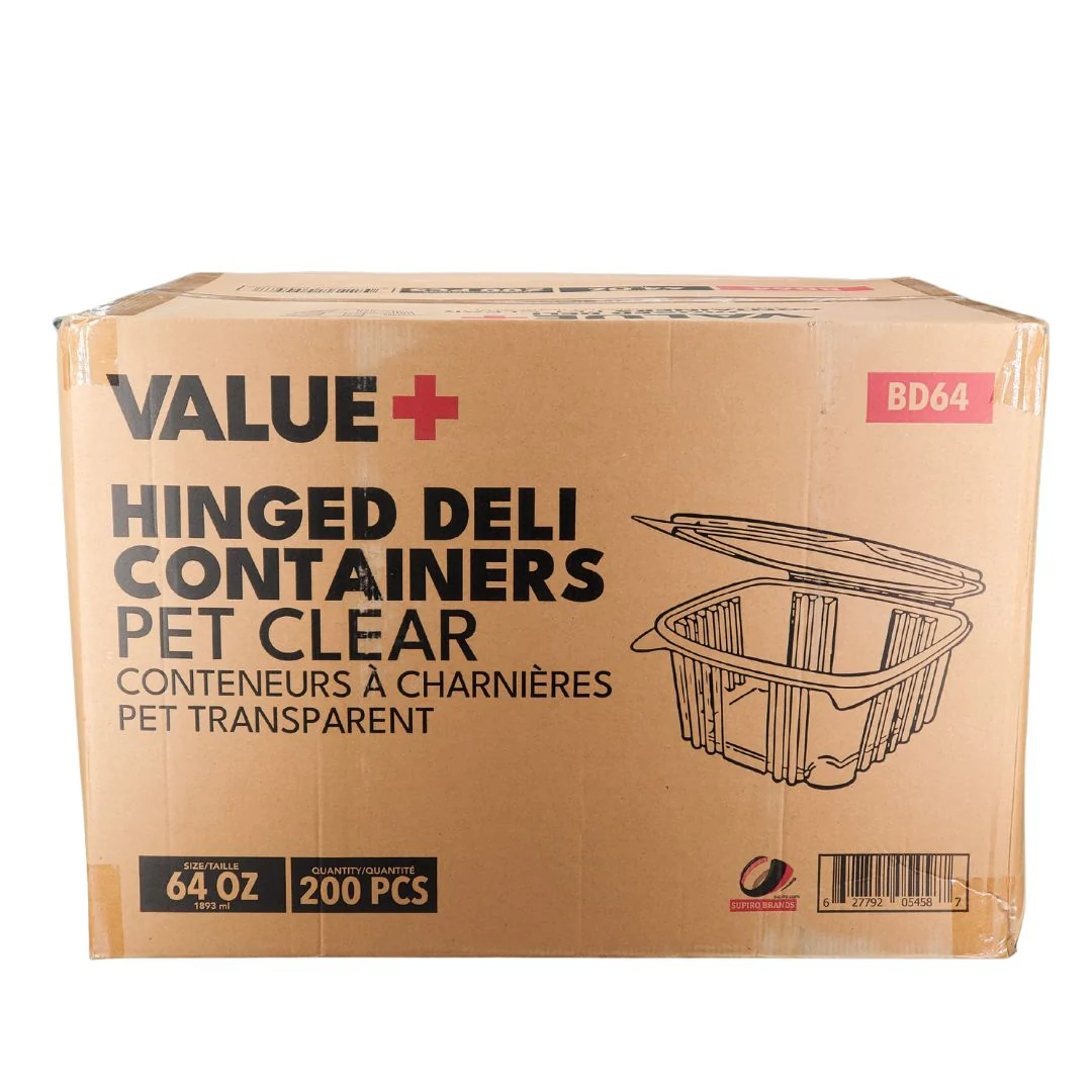 Value+ - 64oz Clear Hinged Deli Containers - PET - BD64 - Image 3