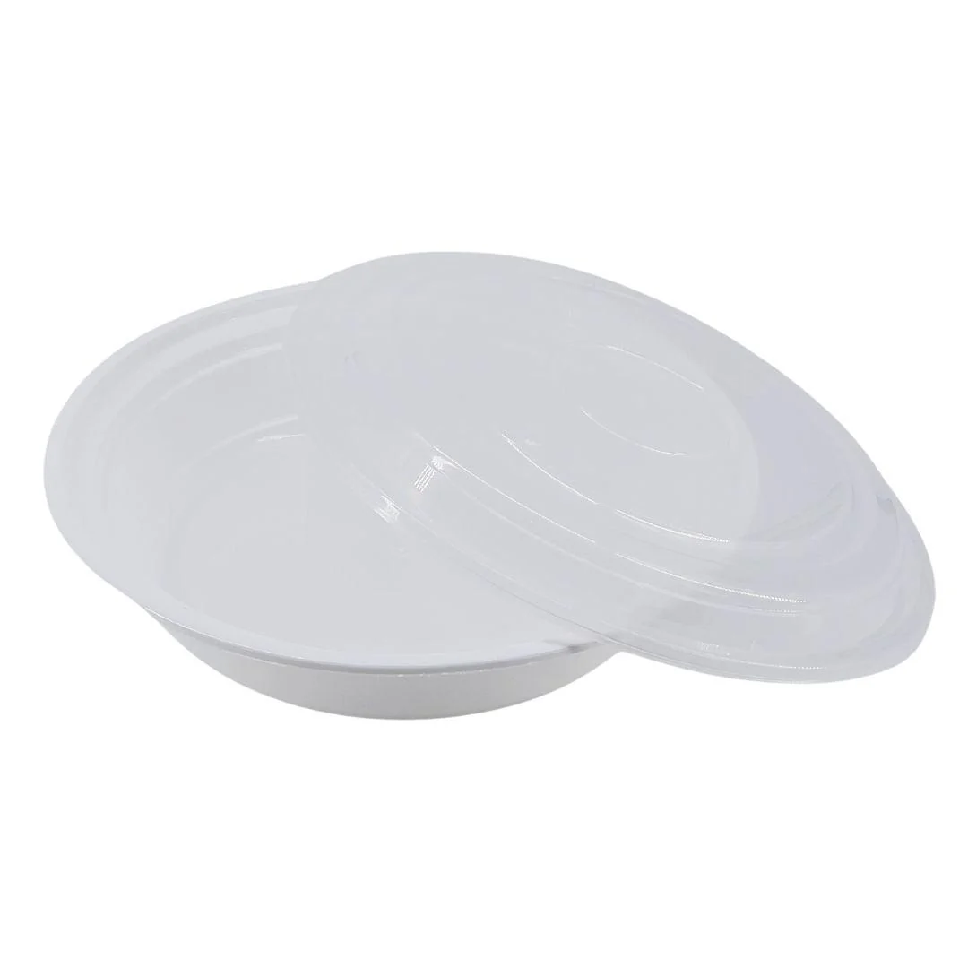 Value+ - 8" Plastic Container Sets - Round - White - Image 2
