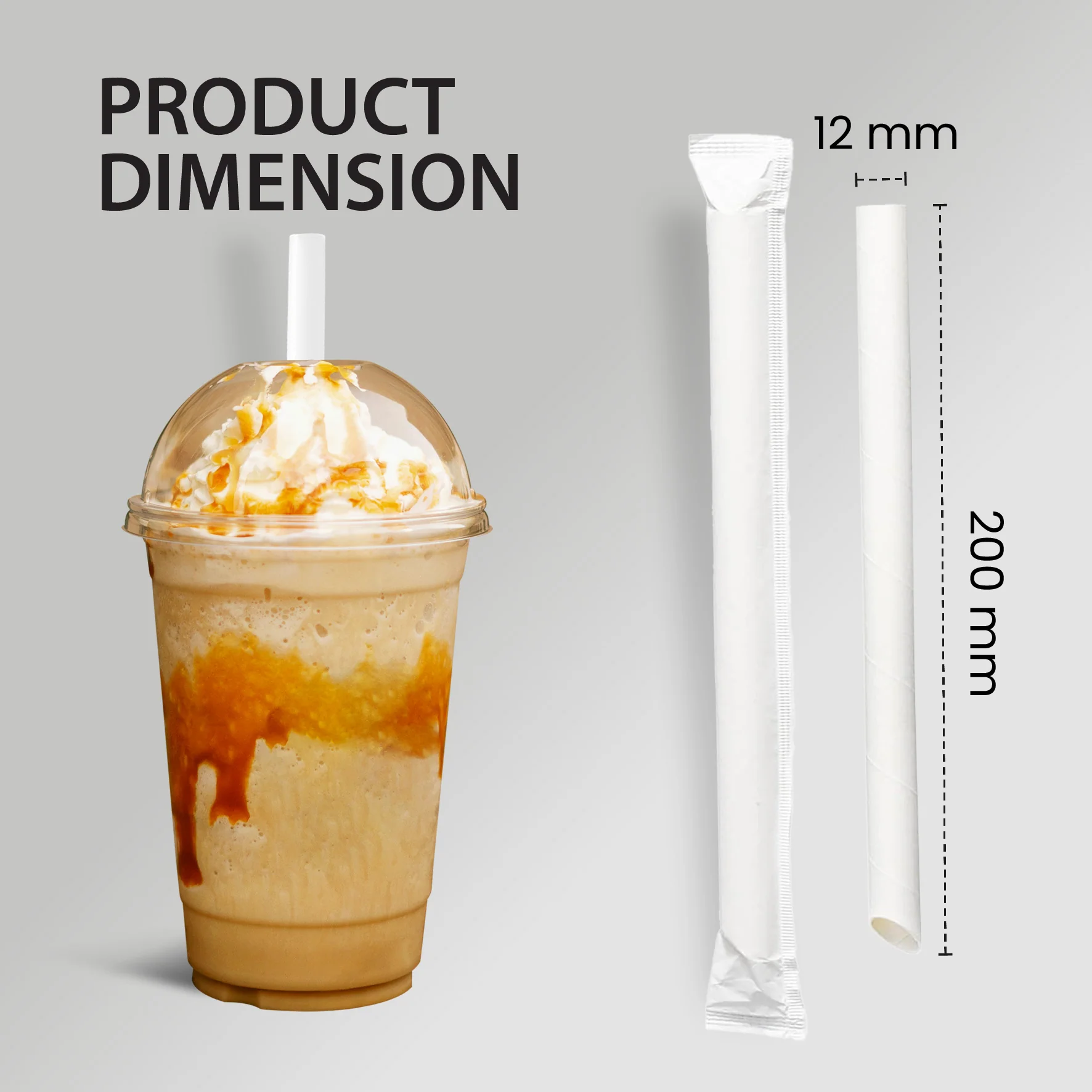 Value+ - 8"- Ind Wrapped - White Plastic Straw - Bubble Tea - Sharp End - White - 12 mm - Image 2