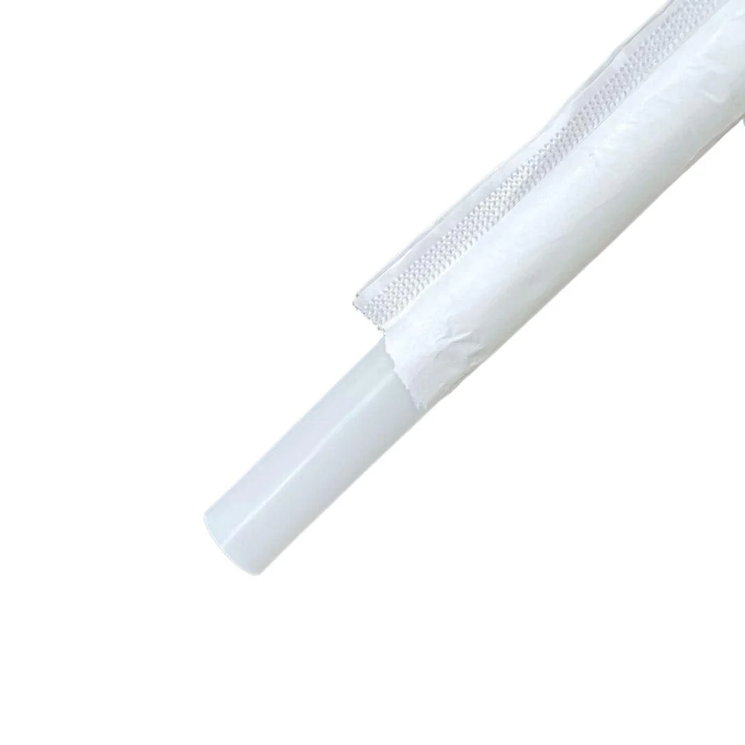 Value+ - 8"- Ind Wrapped - White Plastic Straw - Bubble Tea - Sharp End - White - 12 mm - Image 7