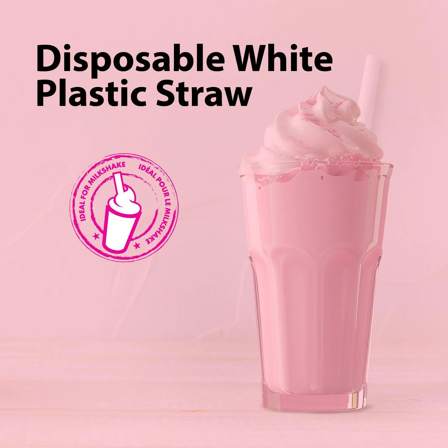 Value+ - 8"- Ind Wrapped - White Plastic Straw - Bubble Tea - Sharp End - White - 12 mm - Image 9