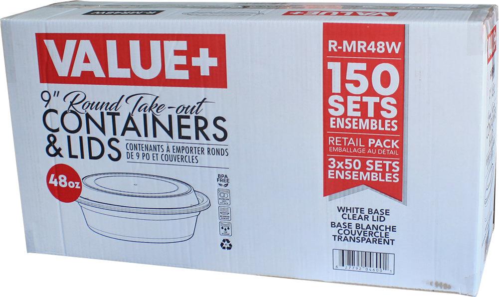Value+ - 9" Plastic Combo Container - Round - White - Retail Pack - 48oz - Image 10