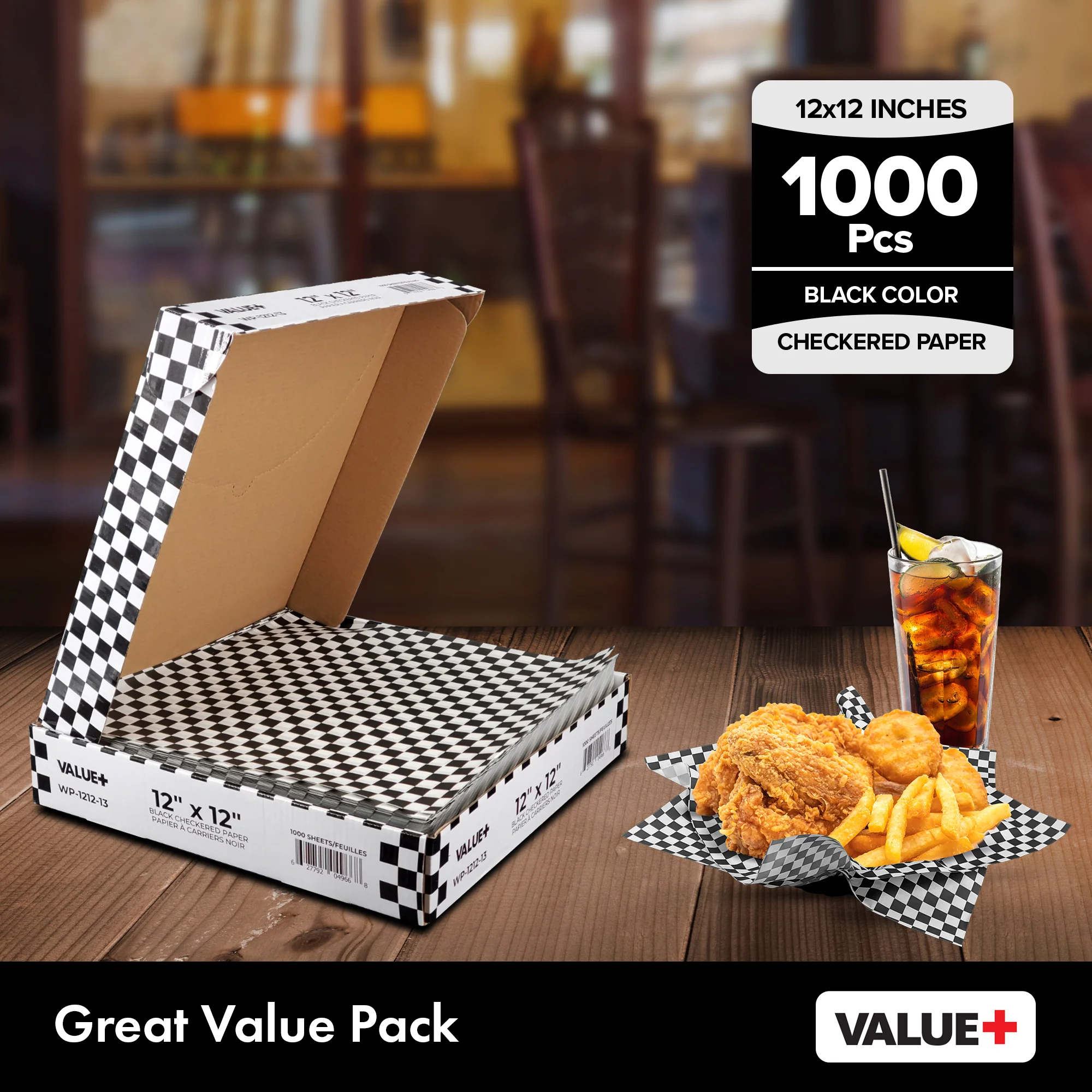Value+ - Checkered Sheets - Black - 12"x12" - Image 2