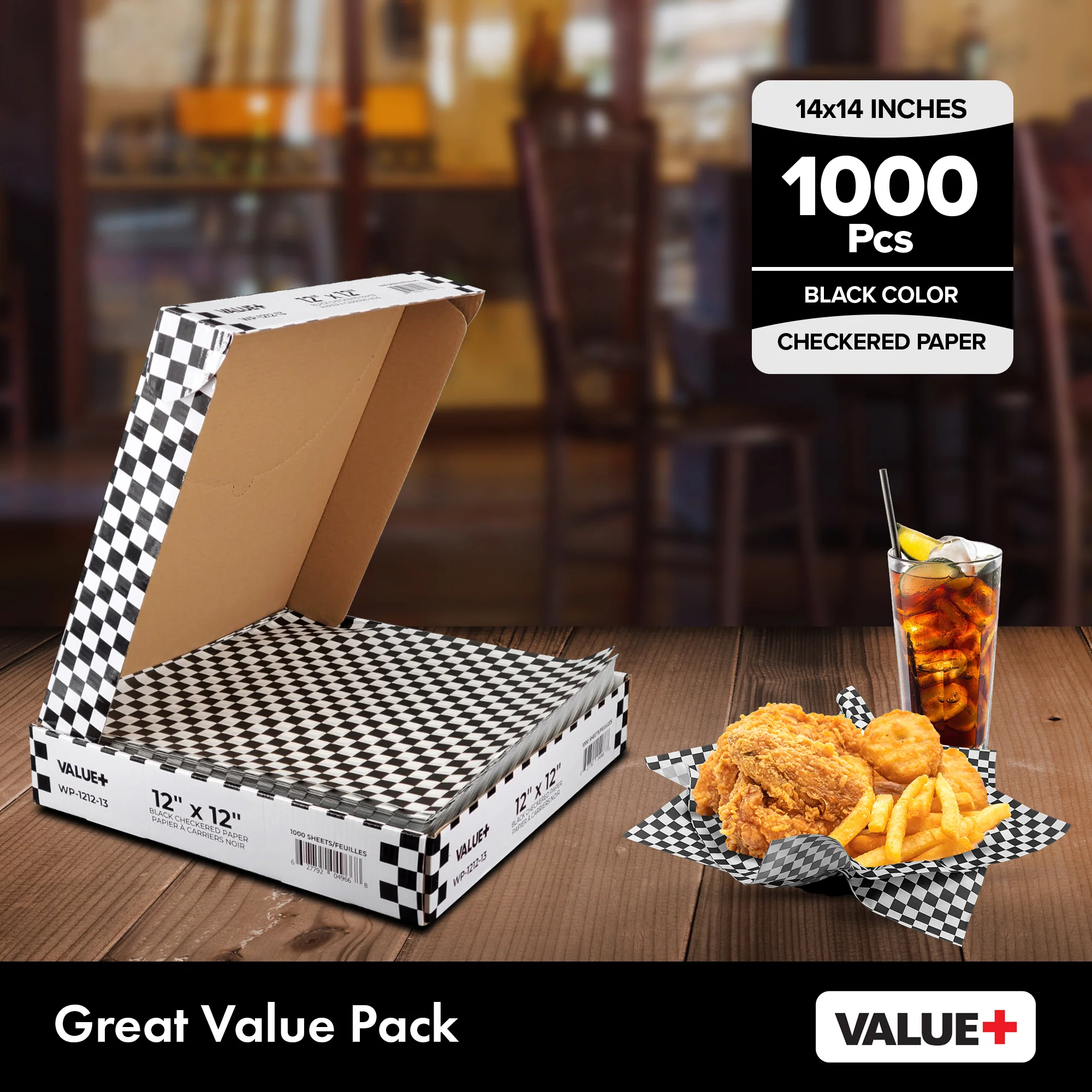 Value+ - Checkered Sheets - Black - 14"x14" - Image 2