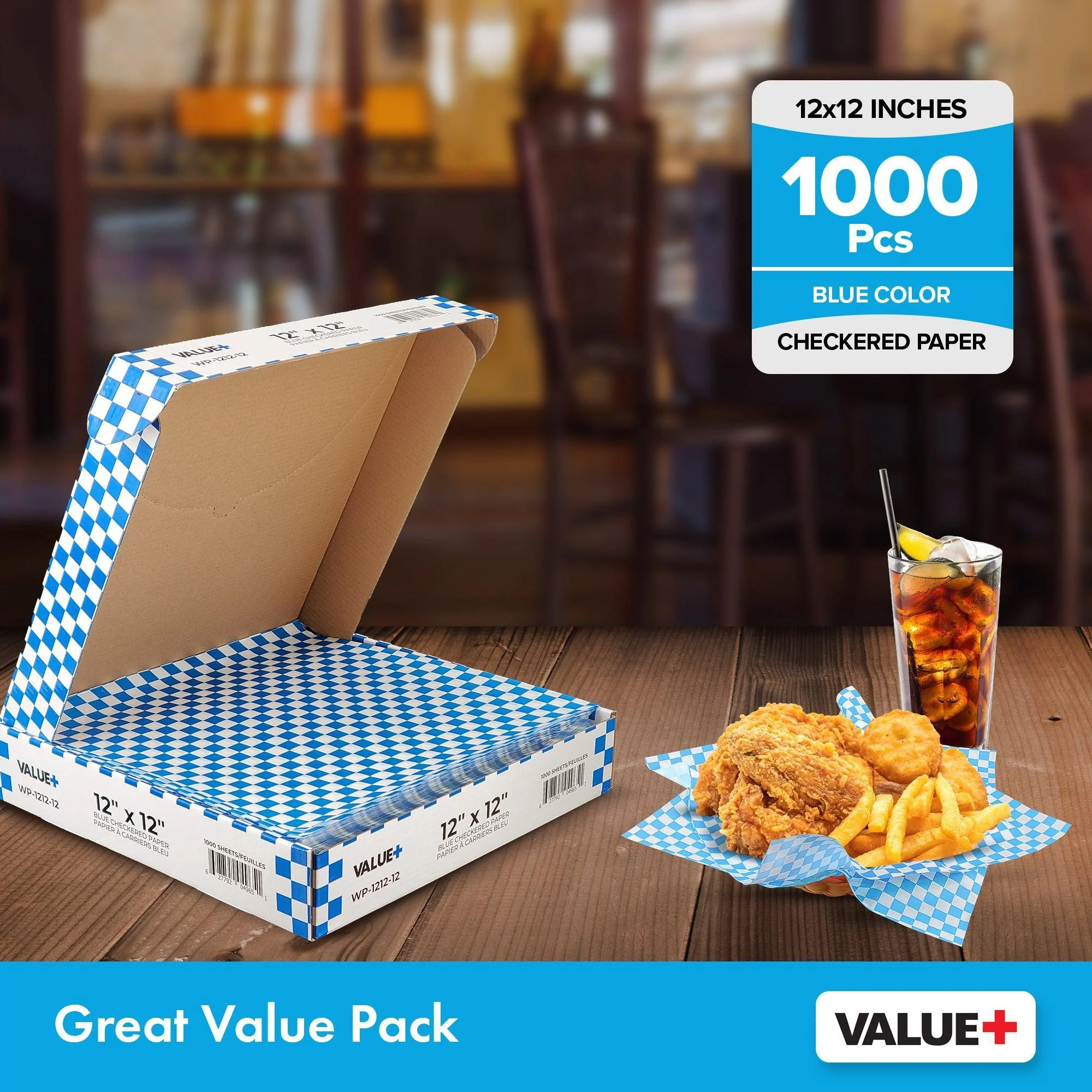 Value+ - Checkered Sheets - Blue - 12"x12" - Image 2