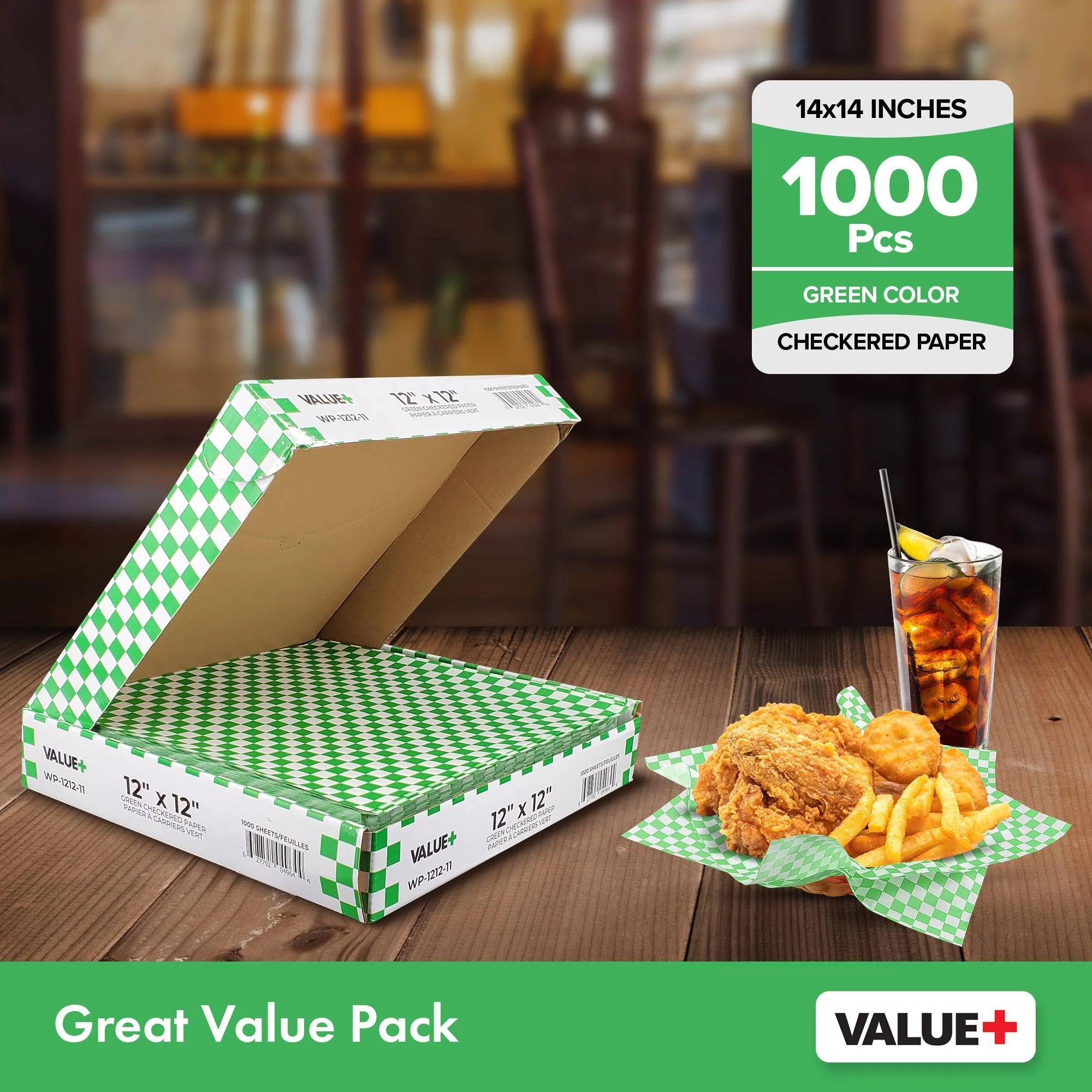 Value+ - Checkered Sheets - Green - 14"x14" - Image 2