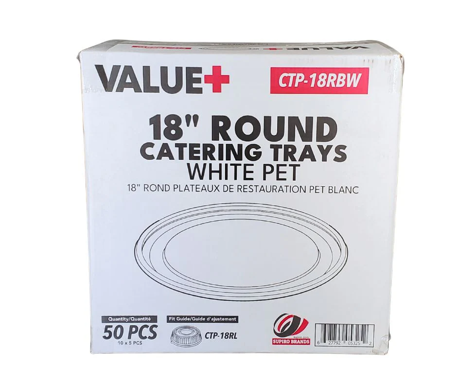 Value+ - CTP-18RBW - 18" Round Catering Tray - White PET - Image 3