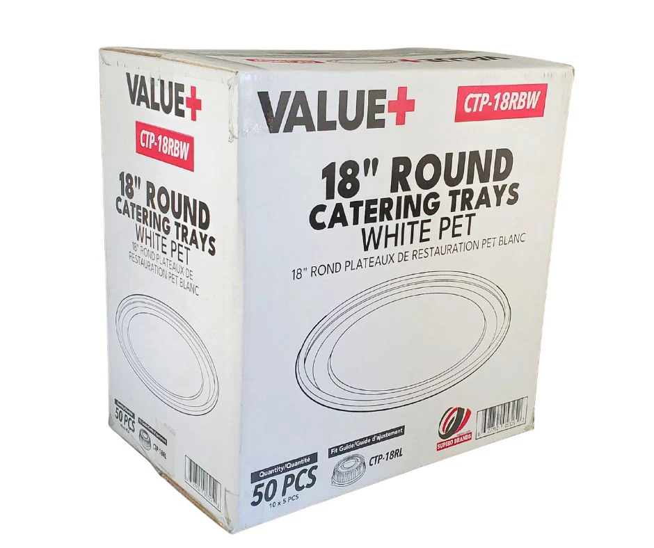 Value+ - CTP-18RBW - 18" Round Catering Tray - White PET - Image 4