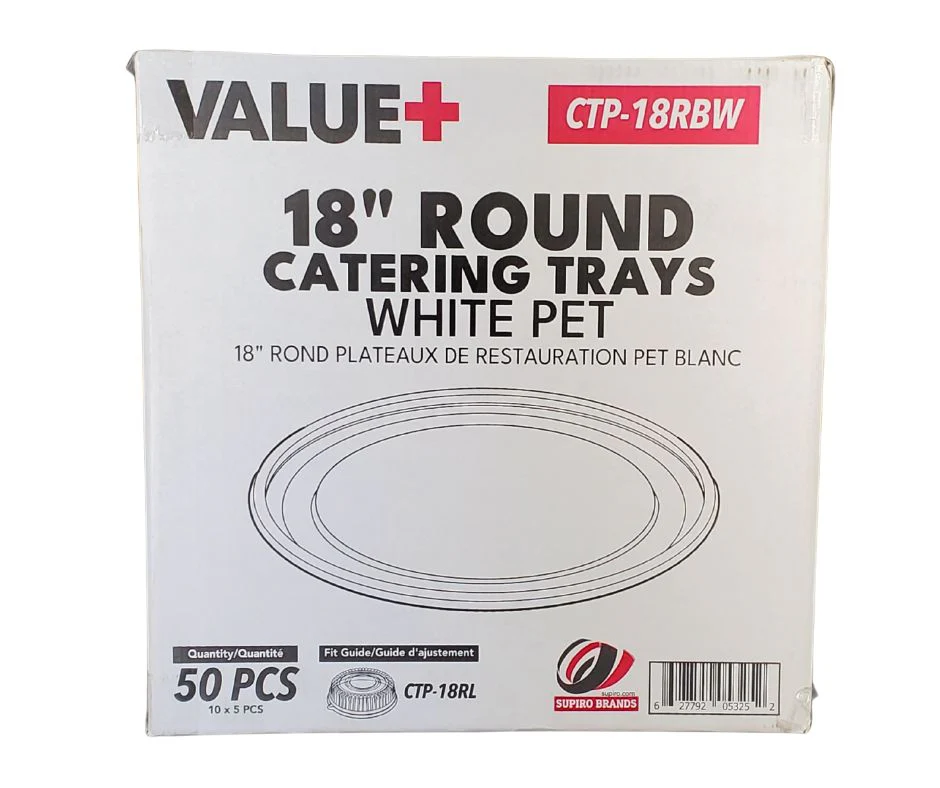 Value+ - CTP-18RBW - 18" Round Catering Tray - White PET - Image 5