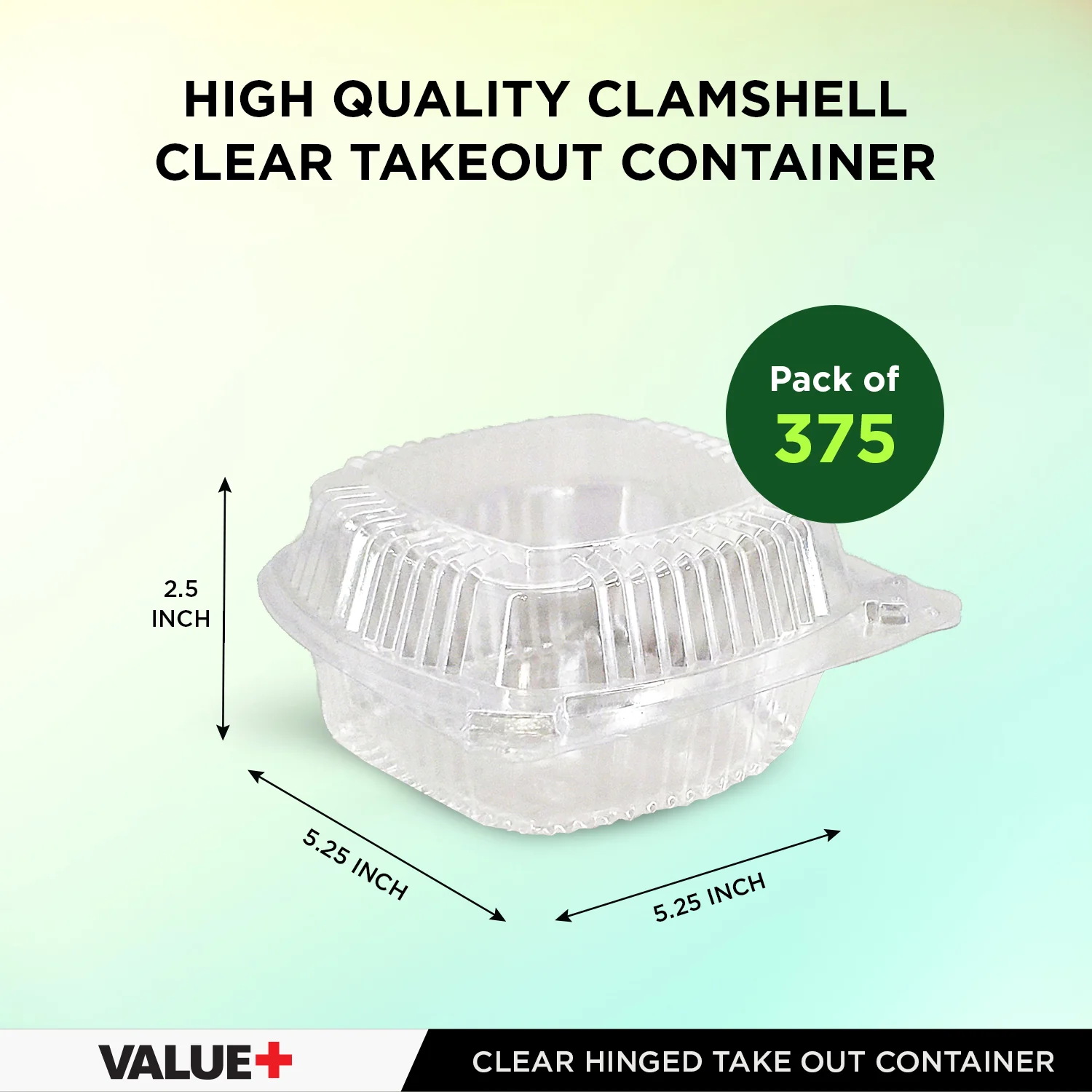 Value+ - Dual Lock - 5in Clear Hinged Containers -  CV551 - Image 2