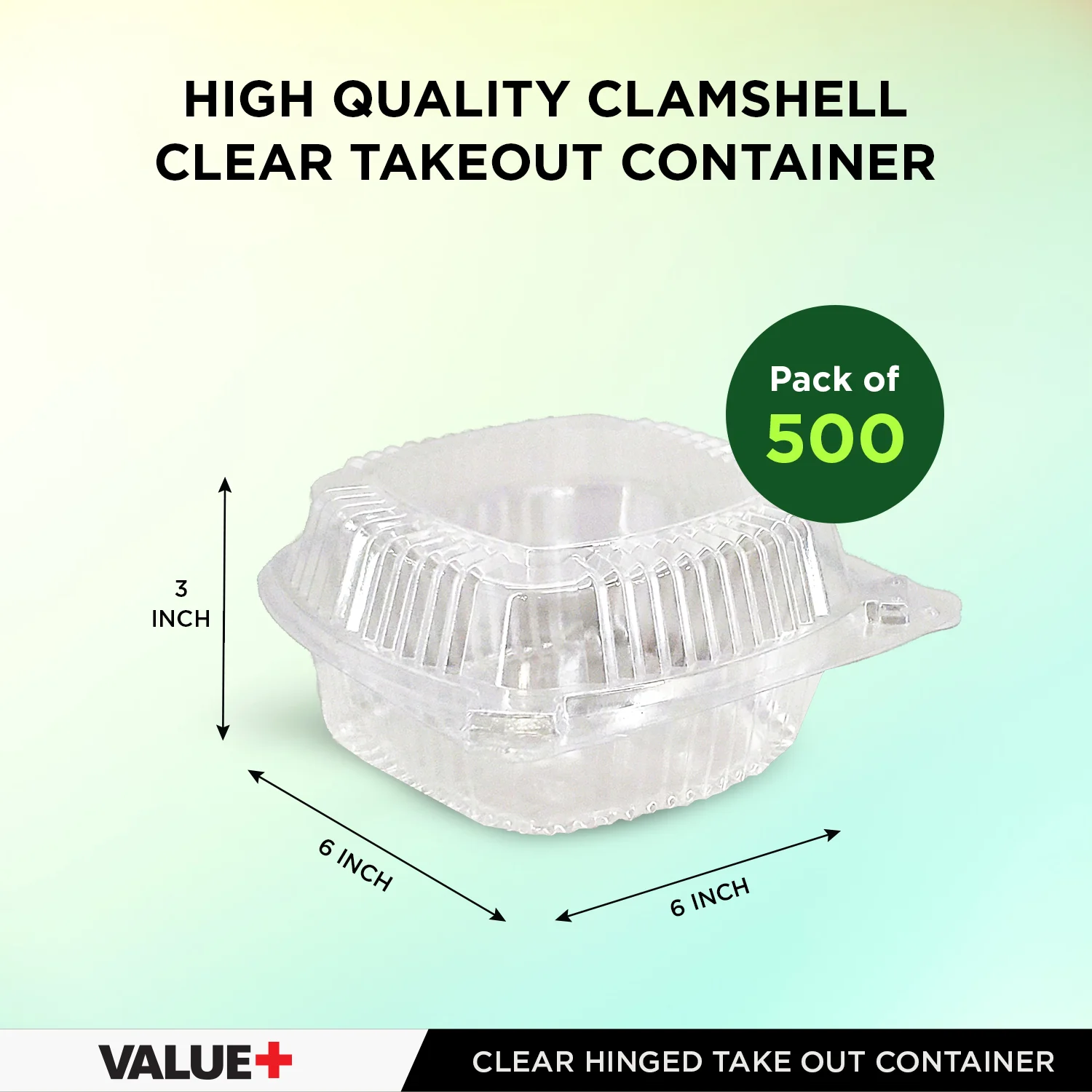 Value+ - Dual Lock - 6in Clear Hinged Containers - CV661 - Image 3