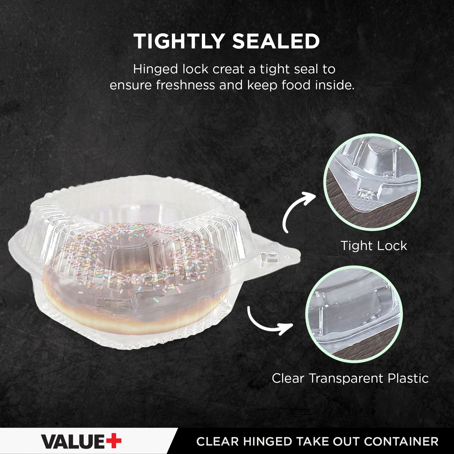 Value+ - Dual Lock - 6in Clear Hinged Containers - CV661 - Image 6