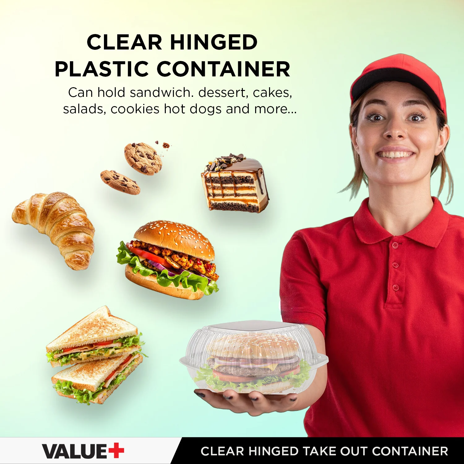 Value+ - Dual Lock - 6in Clear Hinged Containers - CV661 - Image 7
