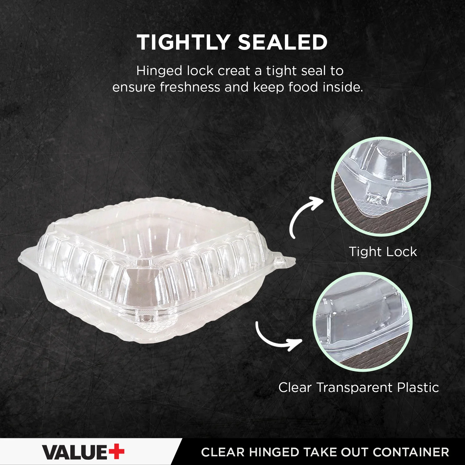 CLR - Value+ - Dual Lock - 8 in Medium Clear Hinged Containers - 3 Comp - CV883 - Image 4