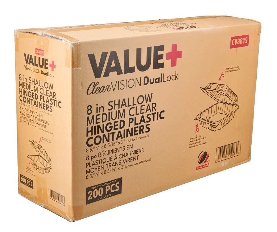 Value+ - Dual Lock - 8in Shallow Medium Clear Hinged Containers - CV881S - Image 10