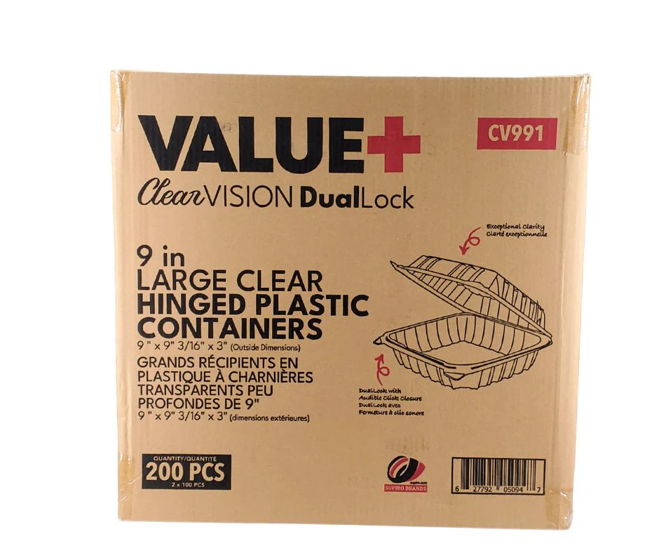 Value+ - Dual Lock - 9in Large Clear Hinged Containers - CV991 - Image 10
