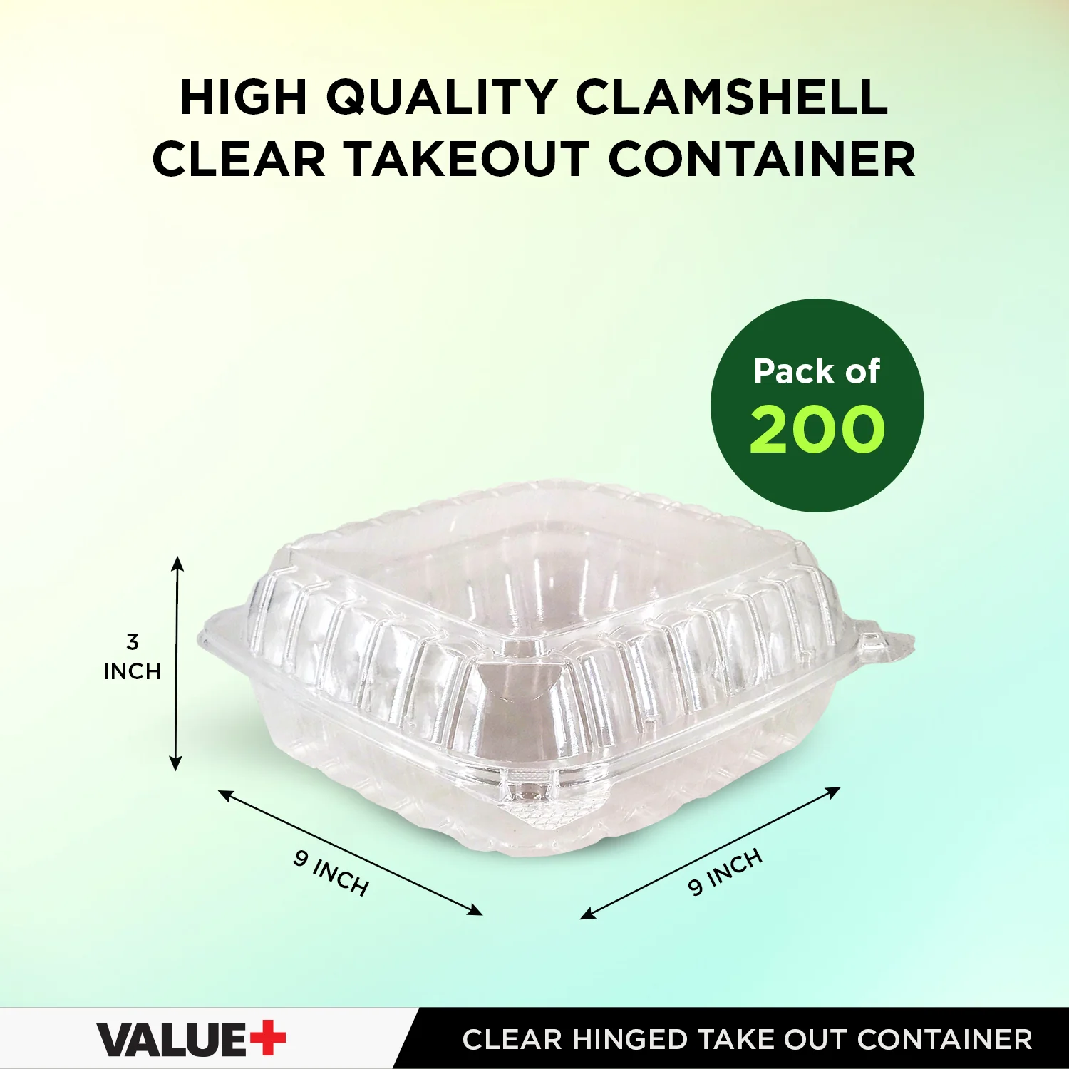 Value+ - Dual Lock - 9in Large Clear Hinged Containers - CV991 - Image 3