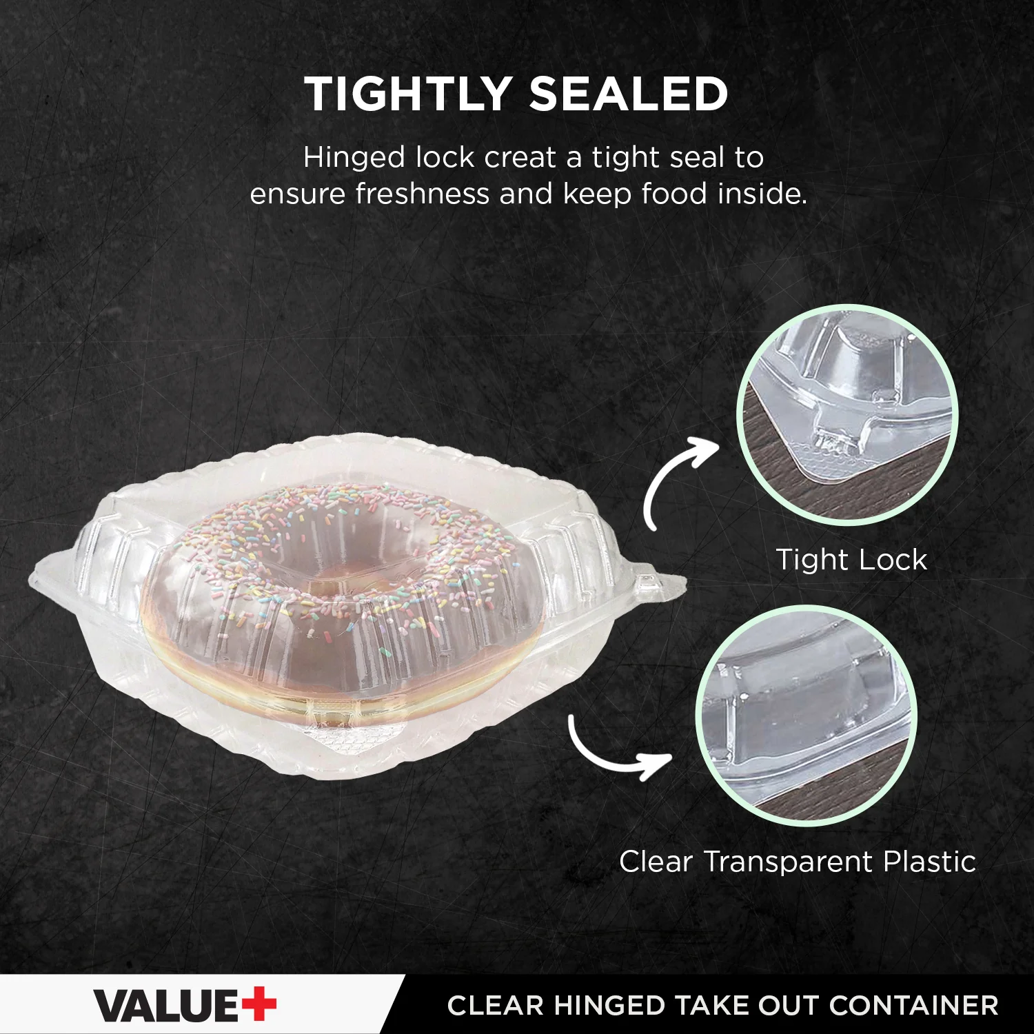 Value+ - Dual Lock - 9in Large Clear Hinged Containers - CV991 - Image 5