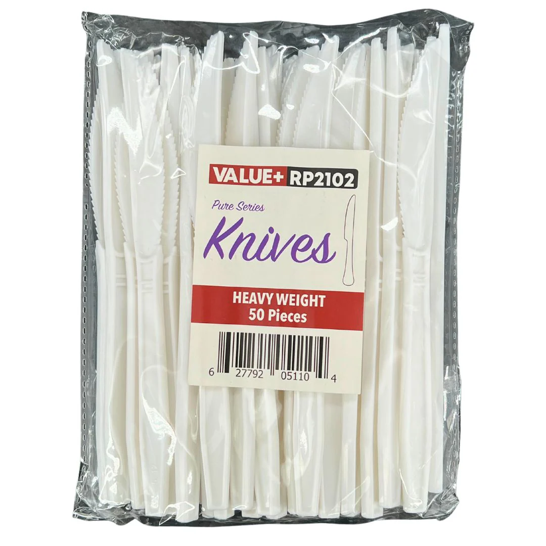 CLR - Value+ - Heavy - Plastic Knife - White - Retail Pack - RP2102 - Image 2