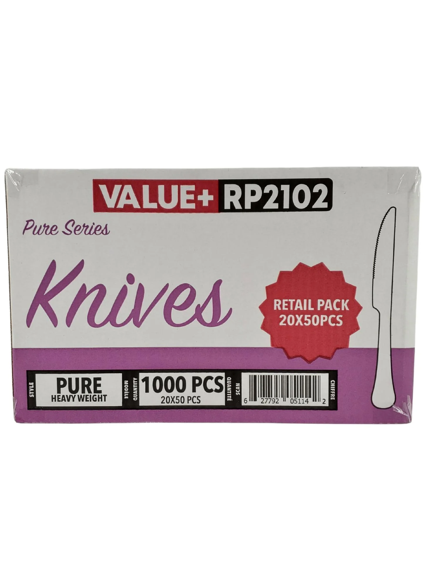 CLR - Value+ - Heavy - Plastic Knife - White - Retail Pack - RP2102 - Image 3