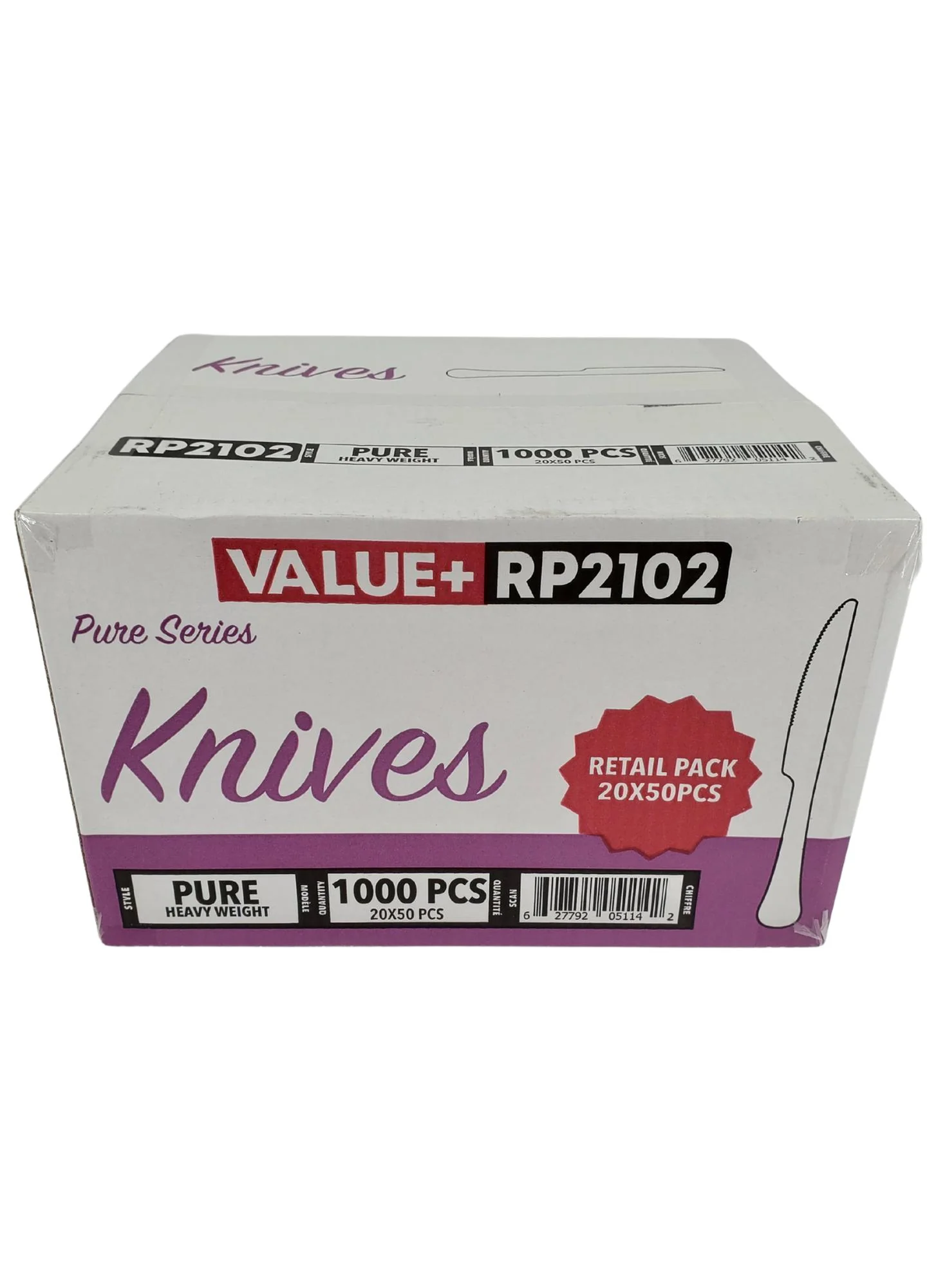 CLR - Value+ - Heavy - Plastic Knife - White - Retail Pack - RP2102 - Image 4