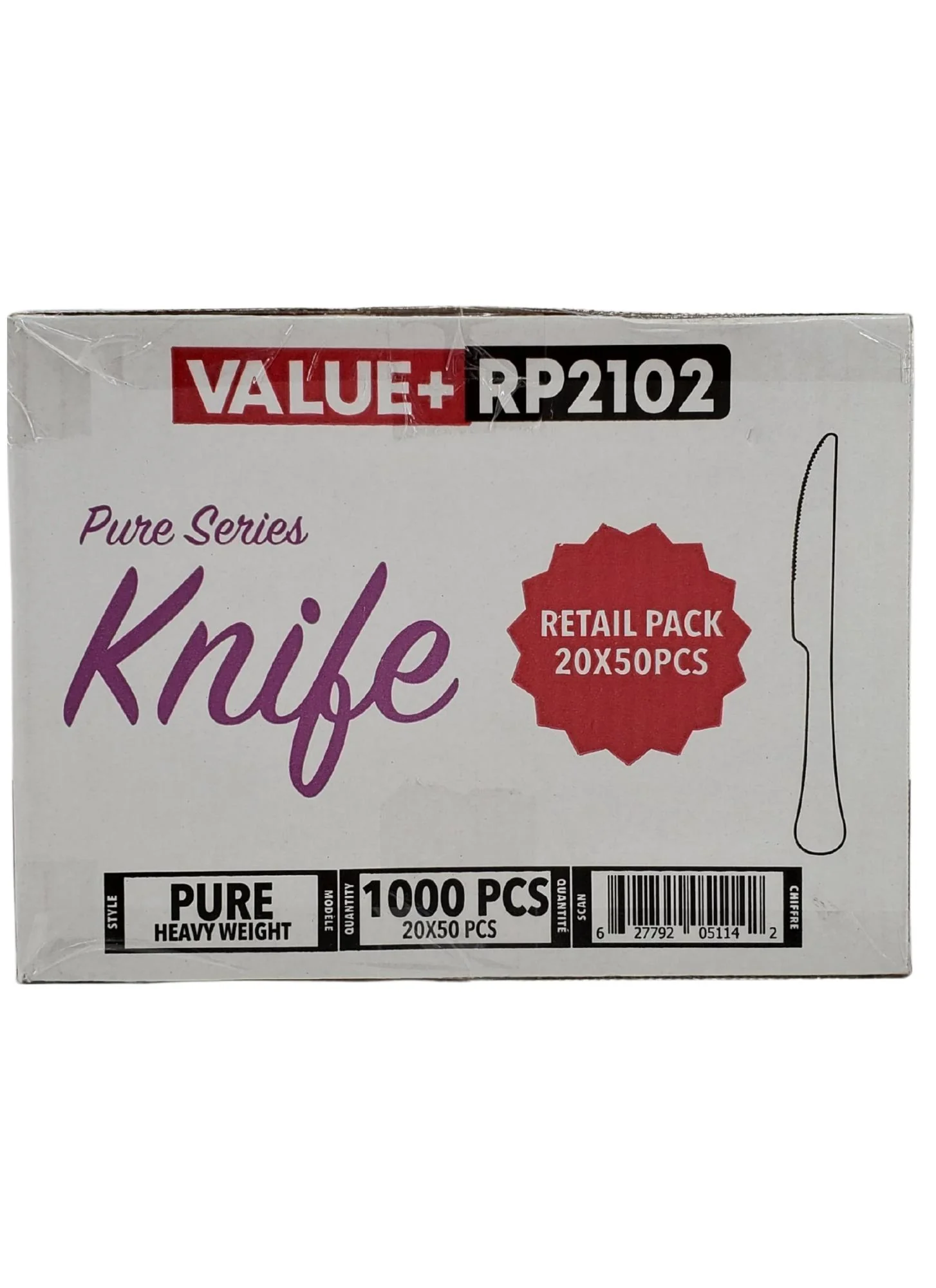 CLR - Value+ - Heavy - Plastic Knife - White - Retail Pack - RP2102 - Image 7