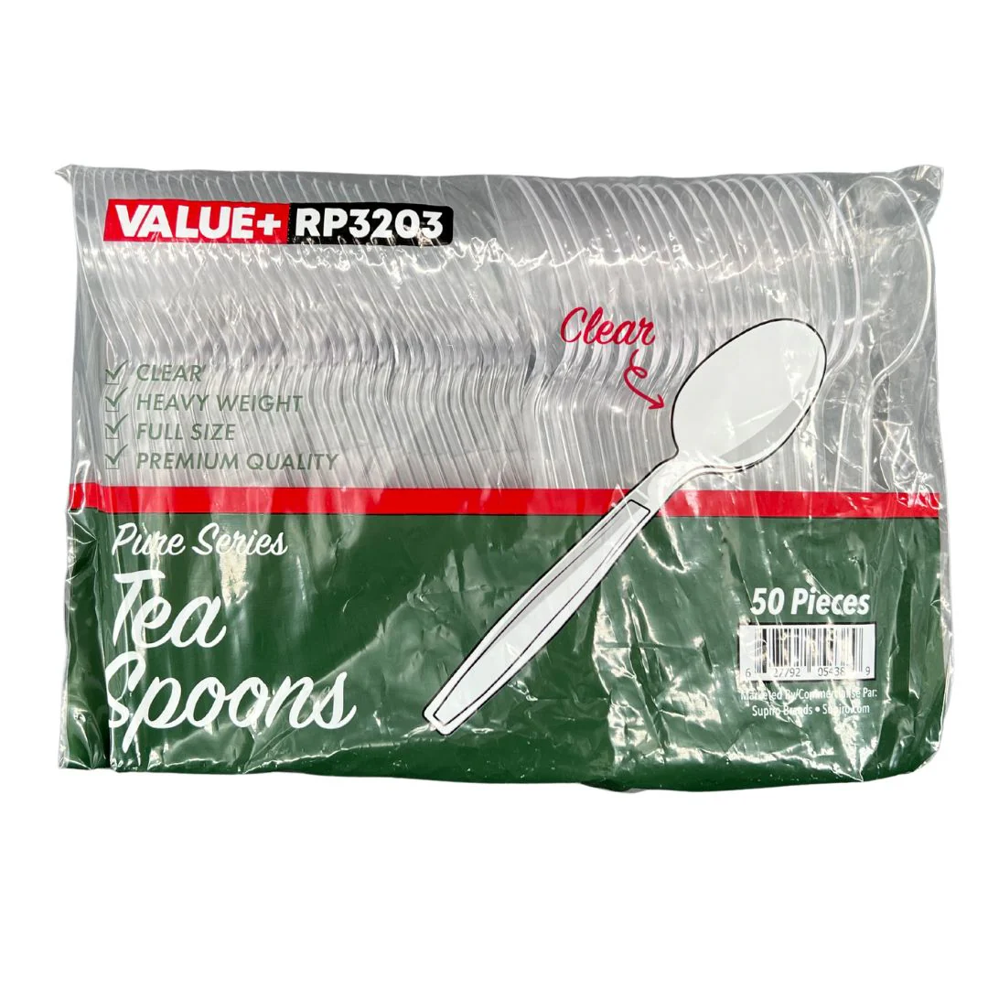 Value+ - Heavy - Plastic Tea Spoons - Clear - Retail Pack - RP3203 - Image 2